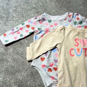 Garanimals Baby Girls Long Sleeve Bodysuit So Cute and Hearts Onesie Bundle Set